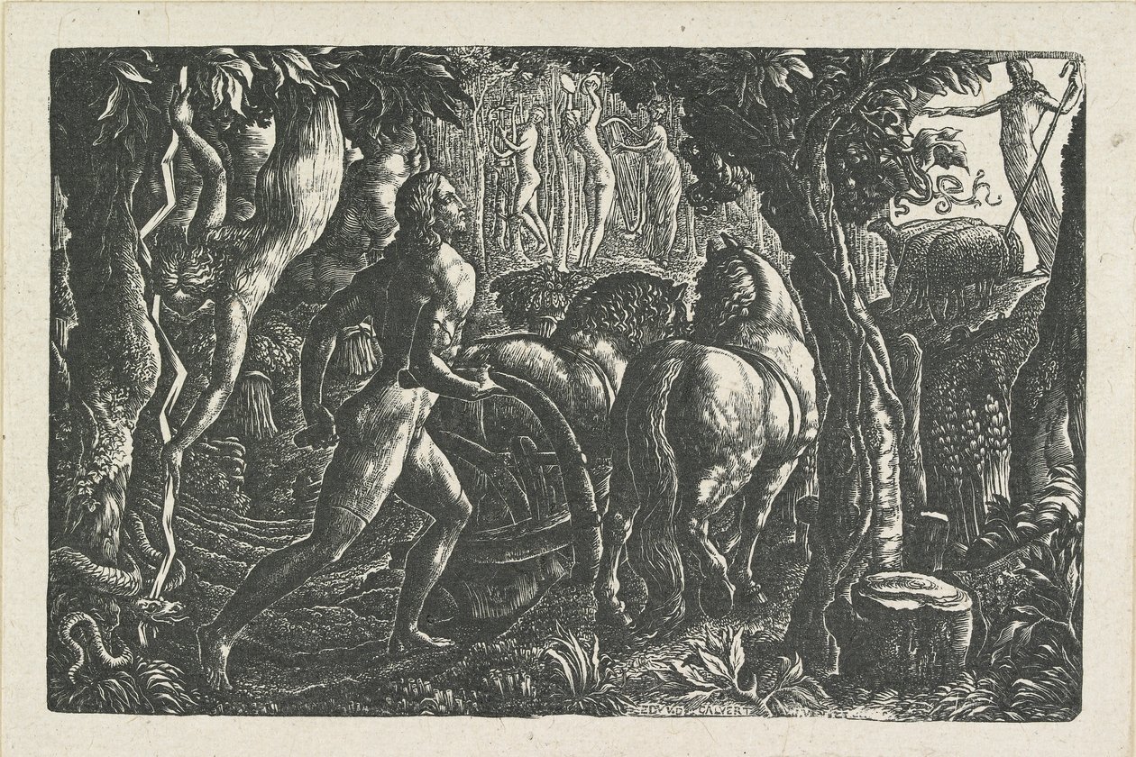 Ploughman: Christian kyntämässä elämän viimeistä vaoa, 1827 tekijältä Edward Calvert
