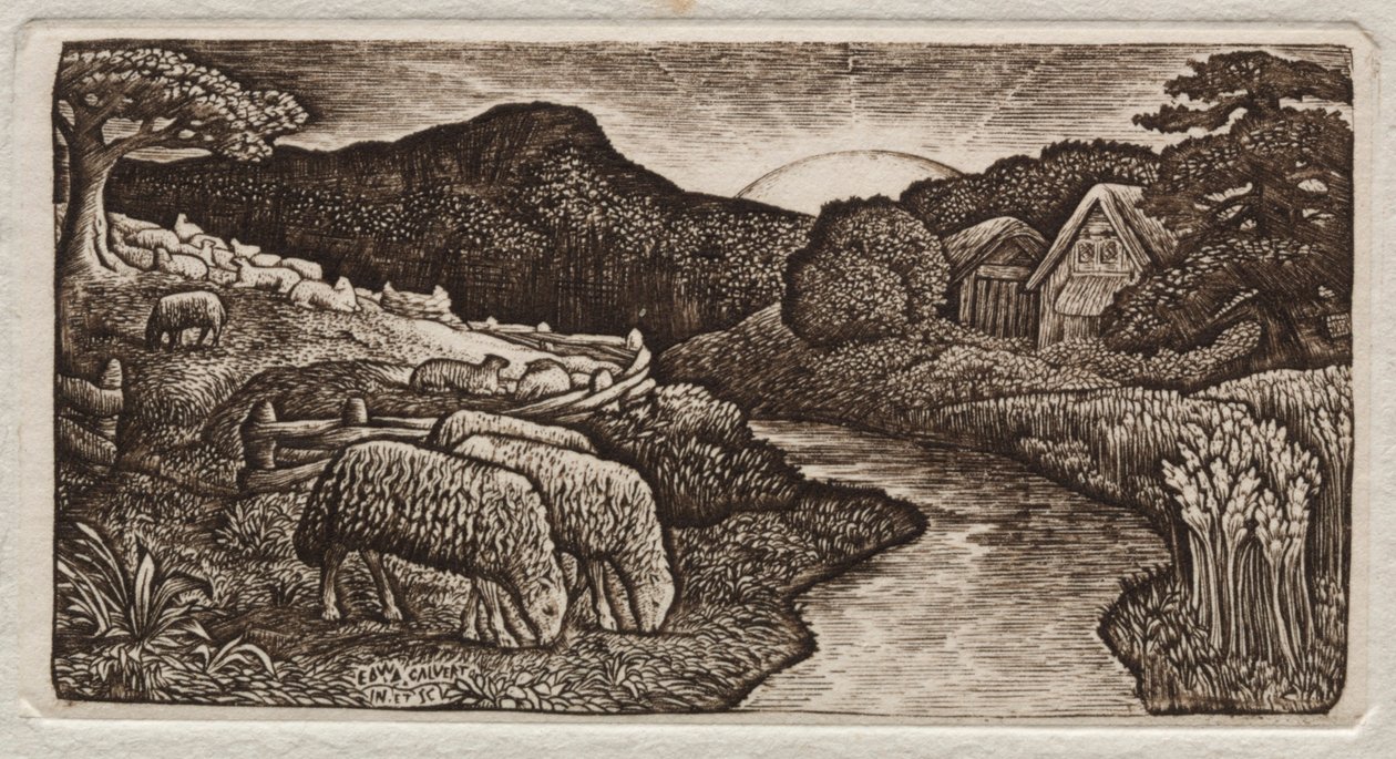 Hänen laitumensa lammas, 1828. tekijältä Edward Calvert
