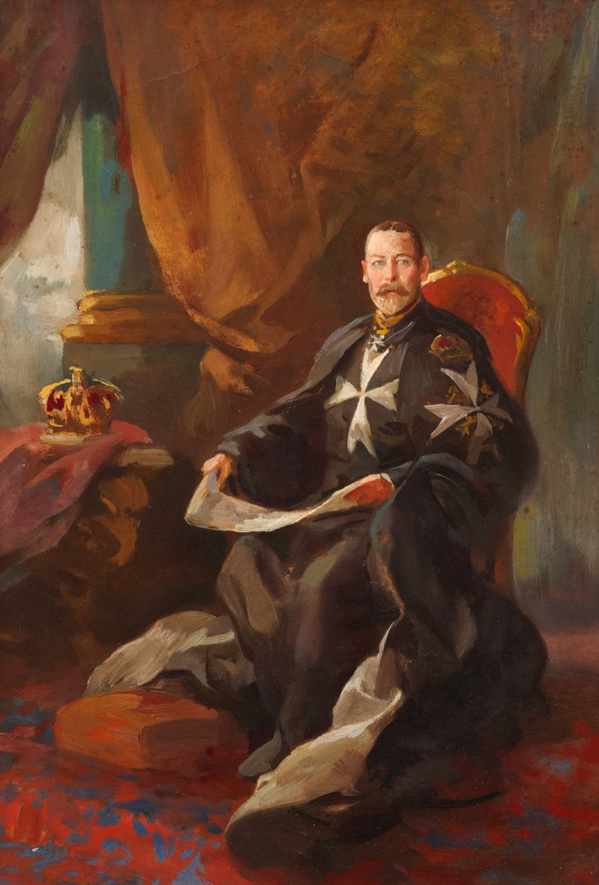 Tutkimus King George V:n muotokuvaan (öljy aluksella) tekijältä Edward Caruana Dingli