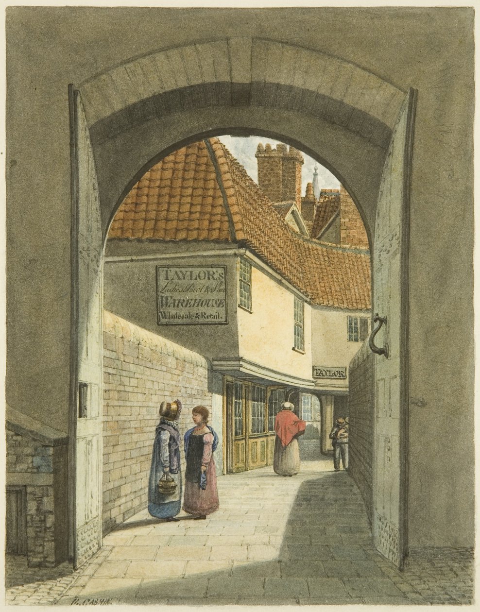 Bridewell Bridge and Gates (kynä ja akvarelli paperille) tekijältä Edward Cashin
