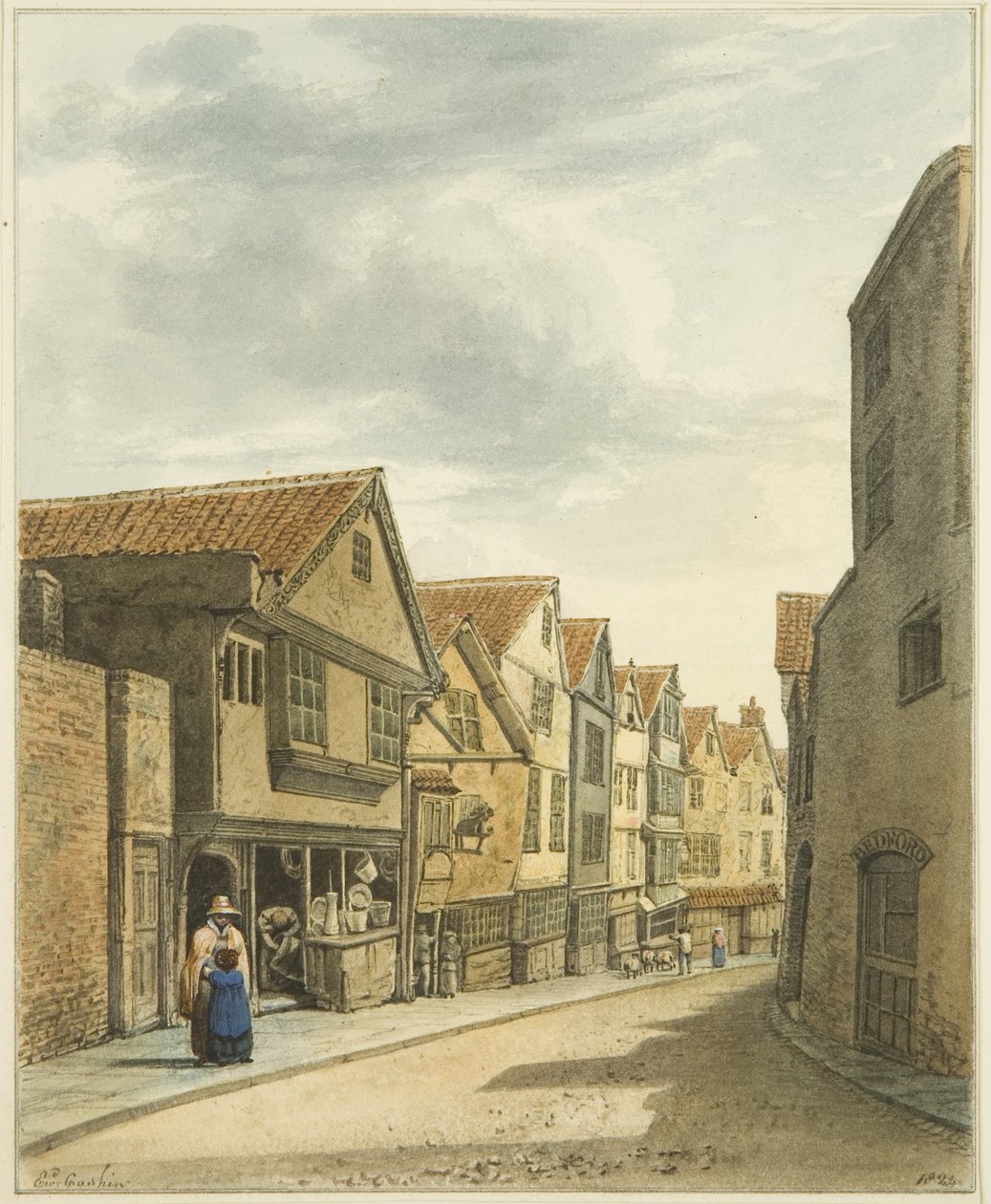 Castle Mill Street (kynä ja akvarelli paperille) tekijältä Edward Cashin