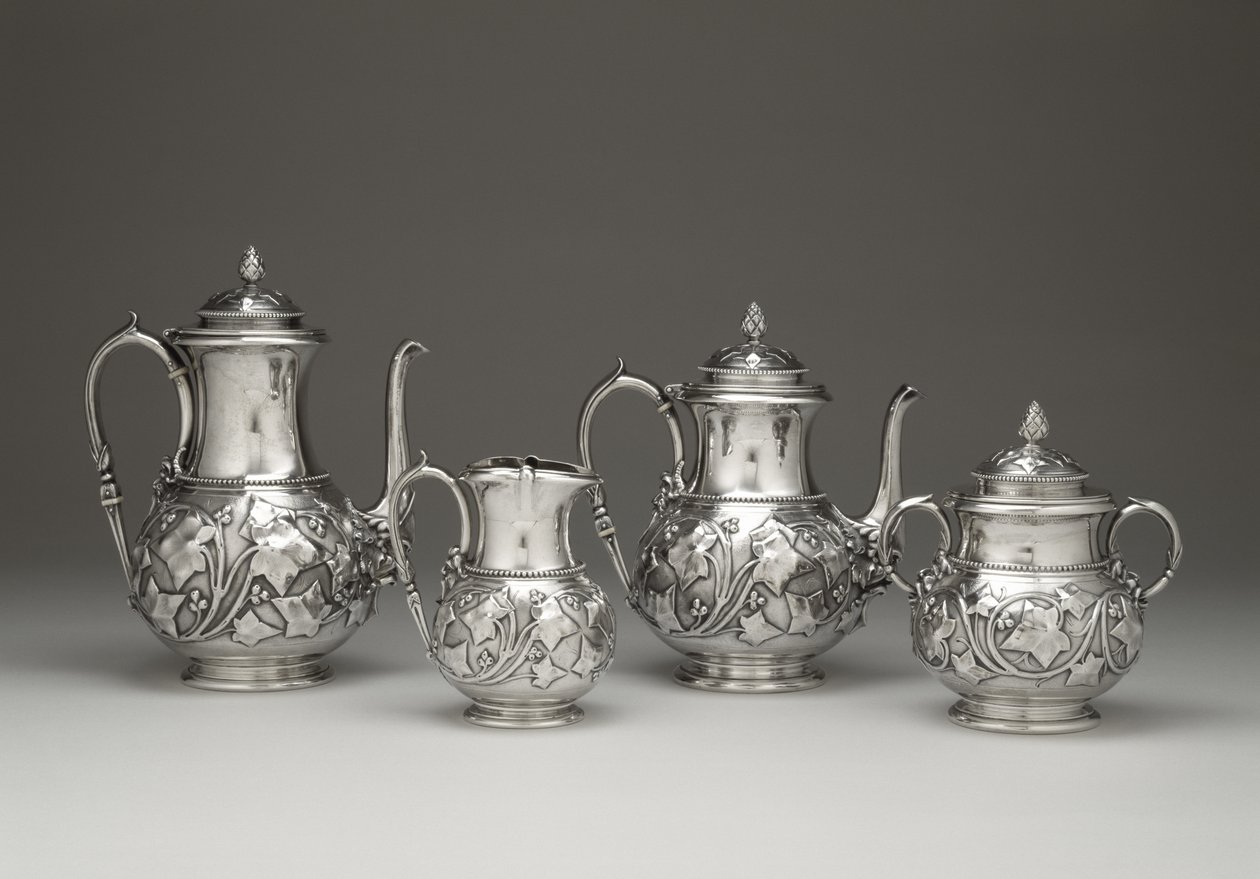 Kahvi- ja teepalvelu, c. 1856-1859 (hopea ja norsunluu) tekijältä Edward Chandler Moore