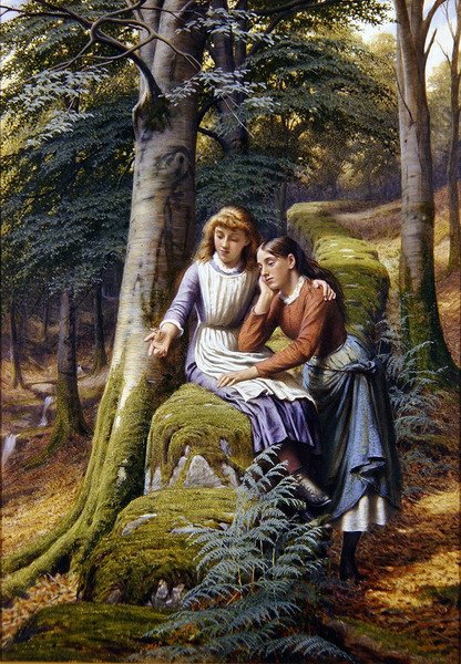 Kaksi tyttöä maisemassa tekijältä Edward Charles Barnes