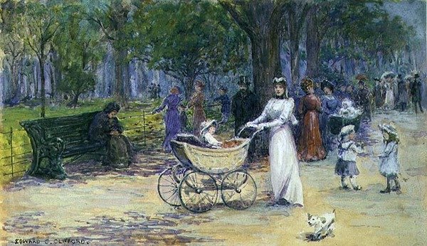 Promenading (akvarelli) tekijältä Edward Charles Clifford