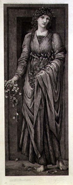 Flora, kaiverrus Eugene Gaujean (1850-1900) pub. Kirjailija: Thomas Agnew & Sons tekijältä Edward Coley (after) Burne Jones