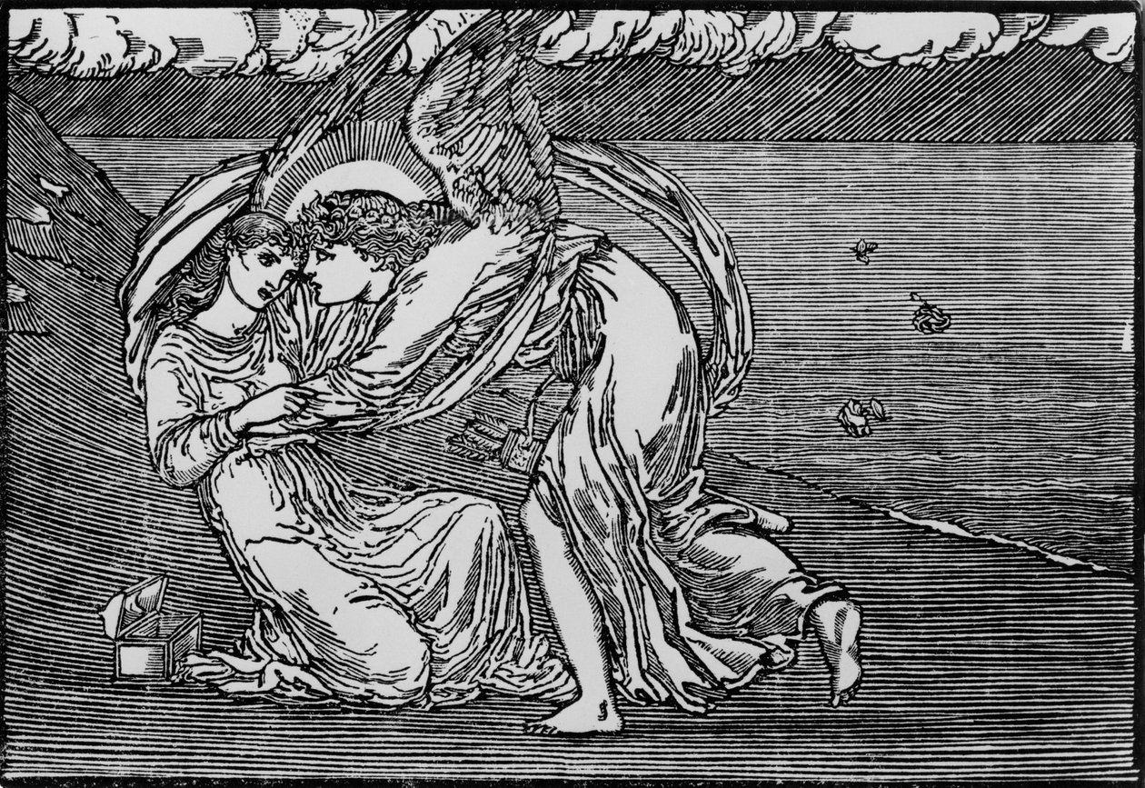 Cupid elvyttää hänet tekijältä Edward Coley (after) Burne Jones