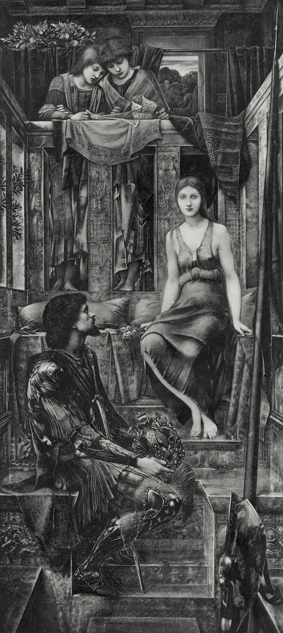 Kuningas Cophetua ja kerjäläisneito tekijältä Edward Coley (after) Burne Jones