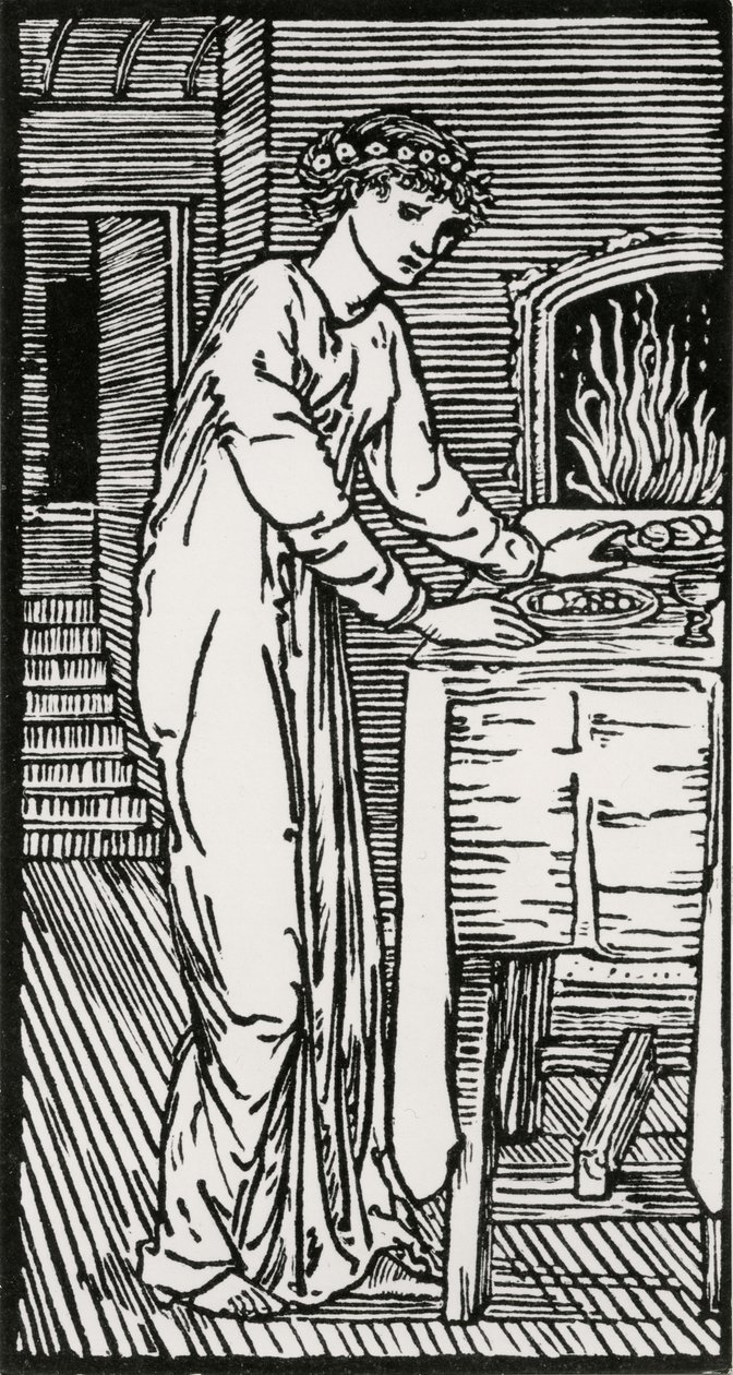 Psyyke pöydän ääressä tekijältä Edward Coley (after) Burne Jones