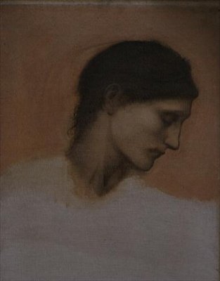 Tutkimus tytön päästä (öljy kankaalle) tekijältä Edward Coley Burne Jones