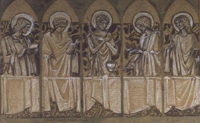 Suunnittelu Christina Rossettin muistomerkille (liitu paperille) tekijältä Edward Coley Burne Jones