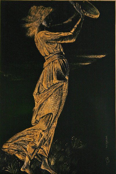 Tyttö tamburiinin kanssa tekijältä Edward Coley Burne Jones