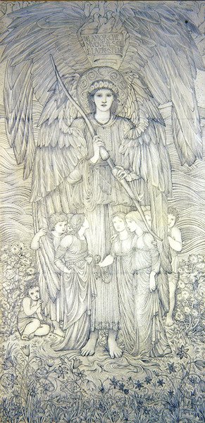 Rakkaus, joka liikuttaa aurinkoa (lyijykynä paperille) tekijältä Edward Coley Burne Jones