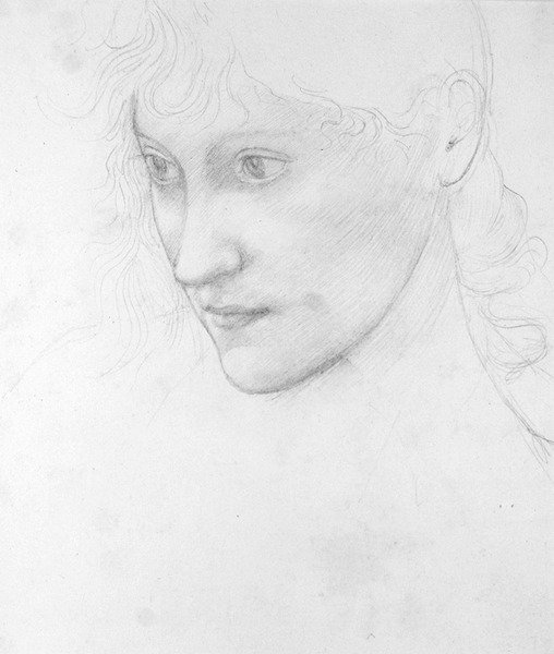 Laura Tennantin muotokuva (kynä paperille) tekijältä Edward Coley Burne Jones