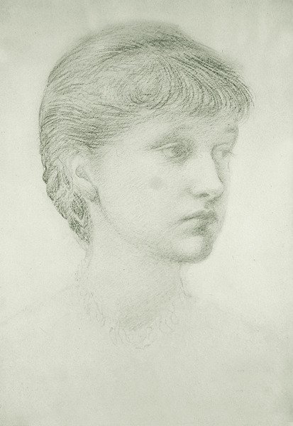 Madeleine Wyndhamin muotokuva (vihreä liitu paperille) tekijältä Edward Coley Burne Jones