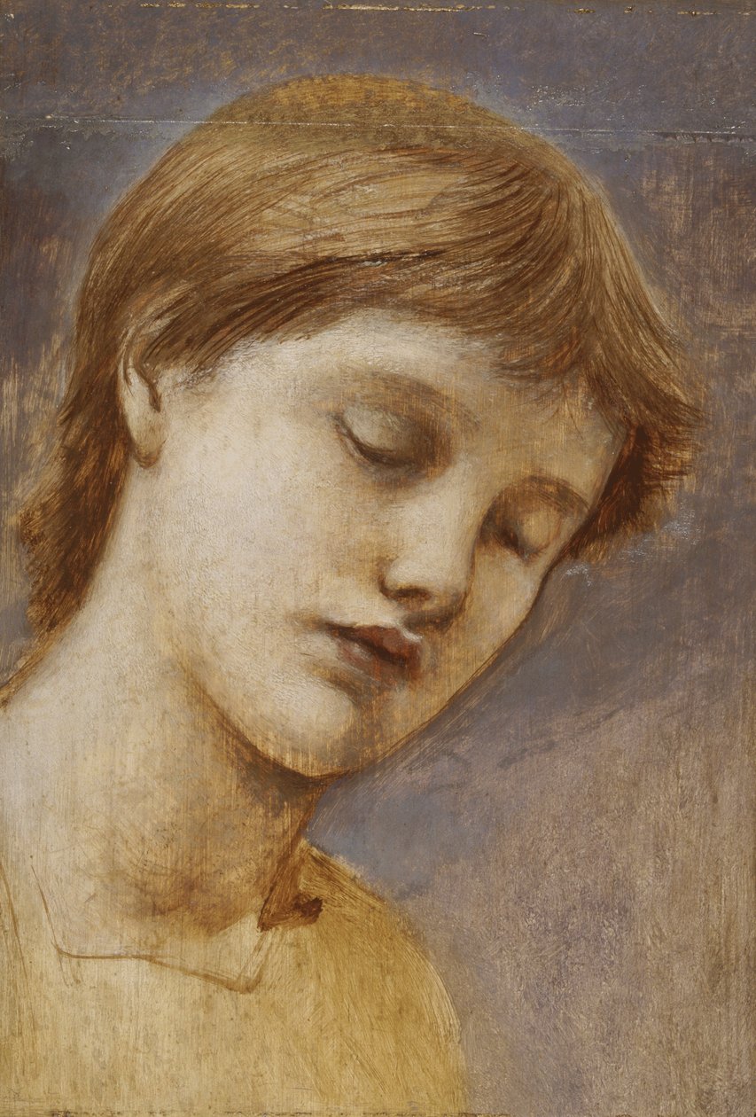 Study of a Head (öljy paneelille) tekijältä Edward Coley Burne Jones