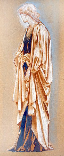 Tutkimus drapedoidusta hahmosta (guassi, muste ja vartaloväri paperille) tekijältä Edward Coley Burne Jones