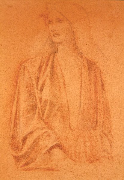 Tutkimus tytöstä (kynä paperille) tekijältä Edward Coley Burne Jones