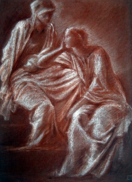 Naishahmojen tutkimus (punainen ja valkoinen liitu paperille) tekijältä Edward Coley Burne Jones