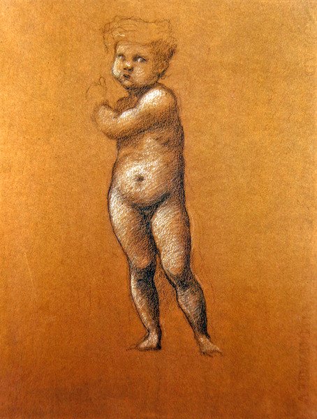 Tutkimus vauvan "Kain" tai "Abel" hahmosta mosaiikkia varten Rooman amerikkalaisessa kirkossa tekijältä Edward Coley Burne Jones