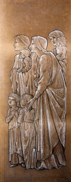 Anna pienten lasten tulla luokseni (mustavalkoinen liitu paperille) tekijältä Edward Coley Burne Jones