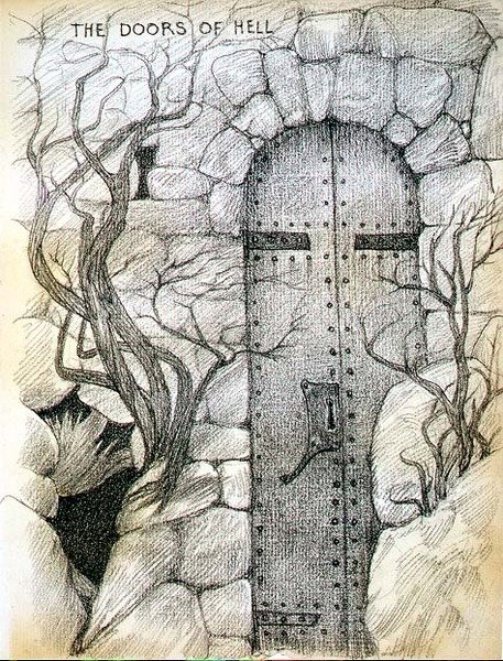 Helvetin ovet (kynä paperille) tekijältä Edward Coley Burne Jones