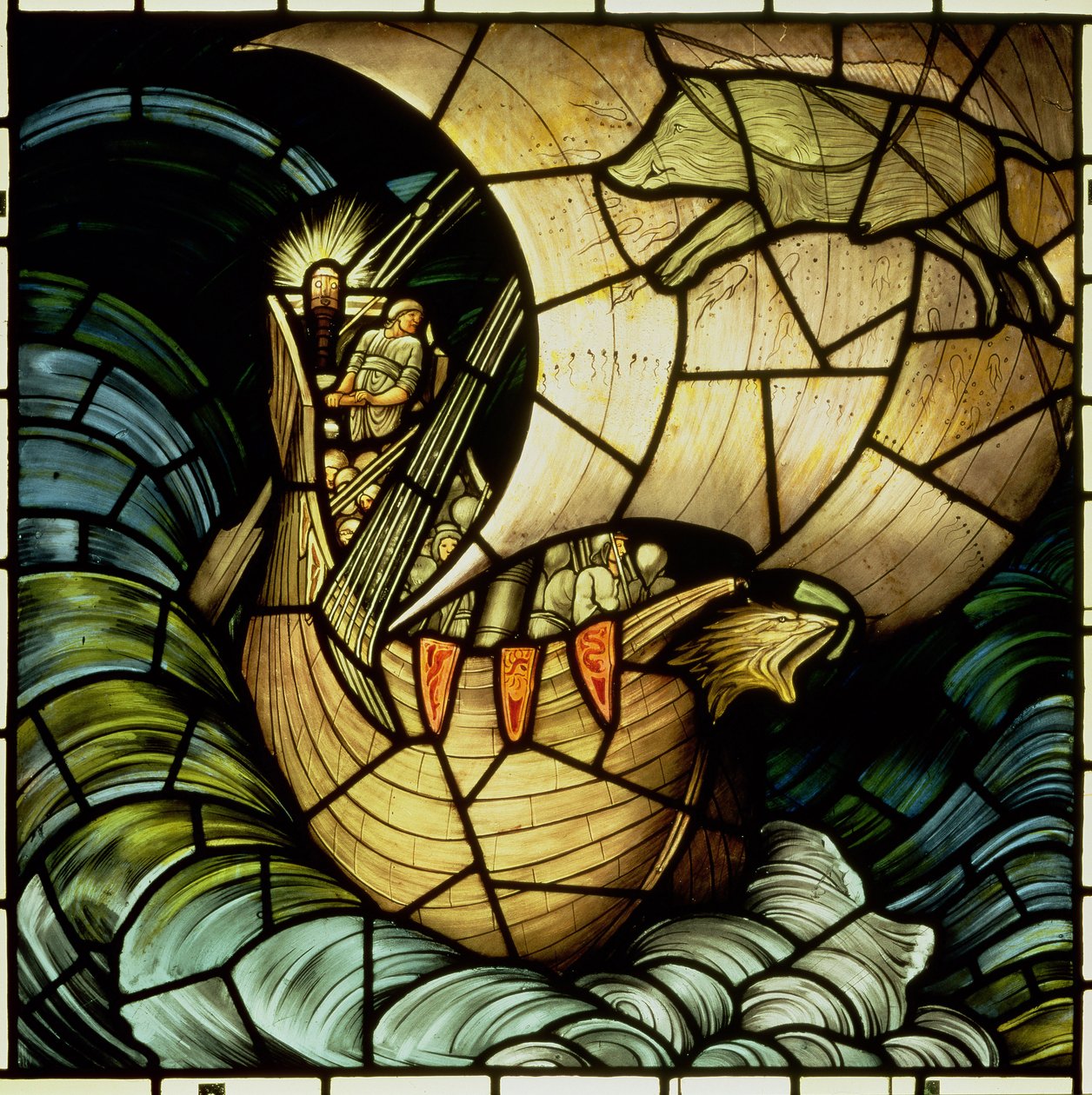 Vaixell víking (vitrall) finlandès tekijältä Edward Coley Burne Jones