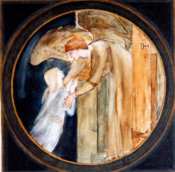 Tervetuloa taloon (akvarelli ja kynä paperille) tekijältä Edward Coley Burne Jones
