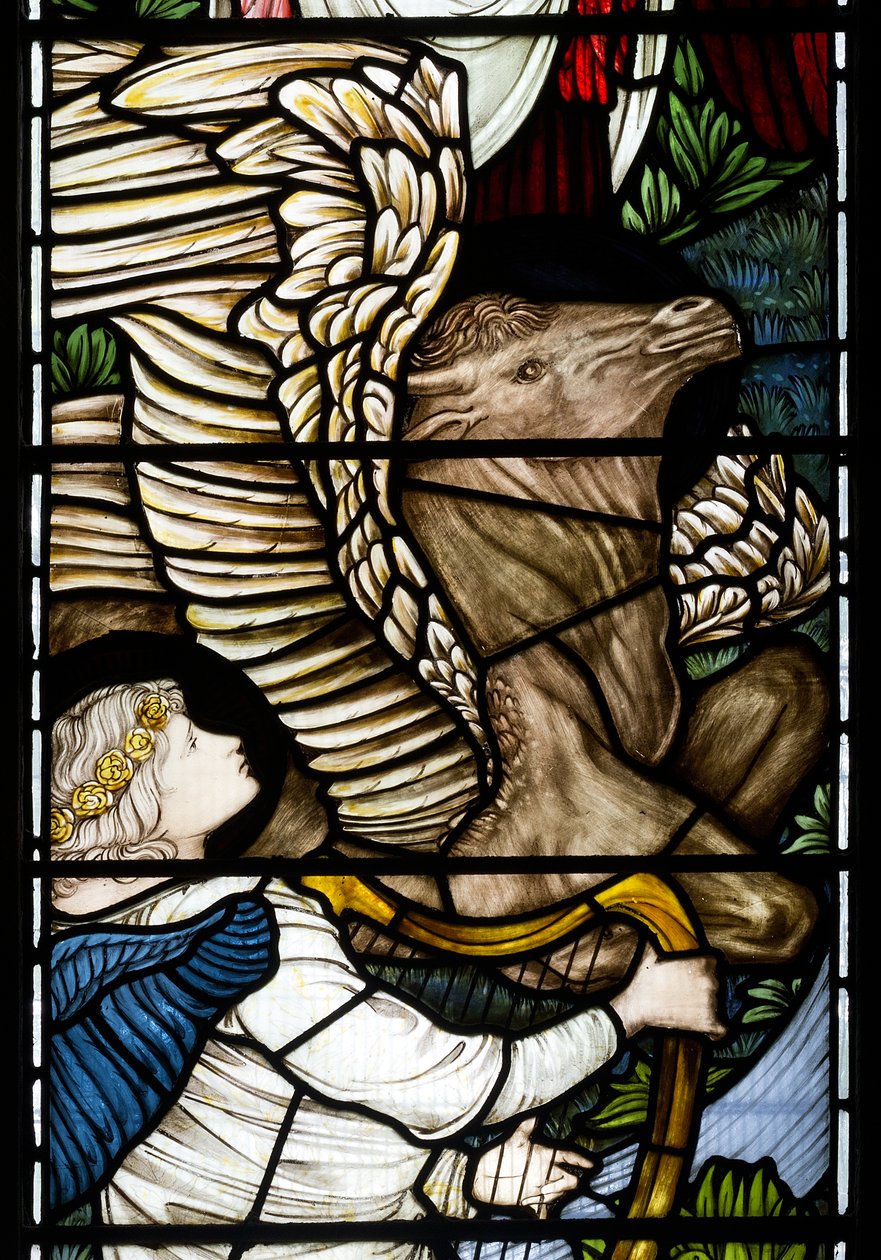 Angel & Bull -yksityiskohta, Rivers of Paradise, 1875 tekijältä Edward Burne Jones