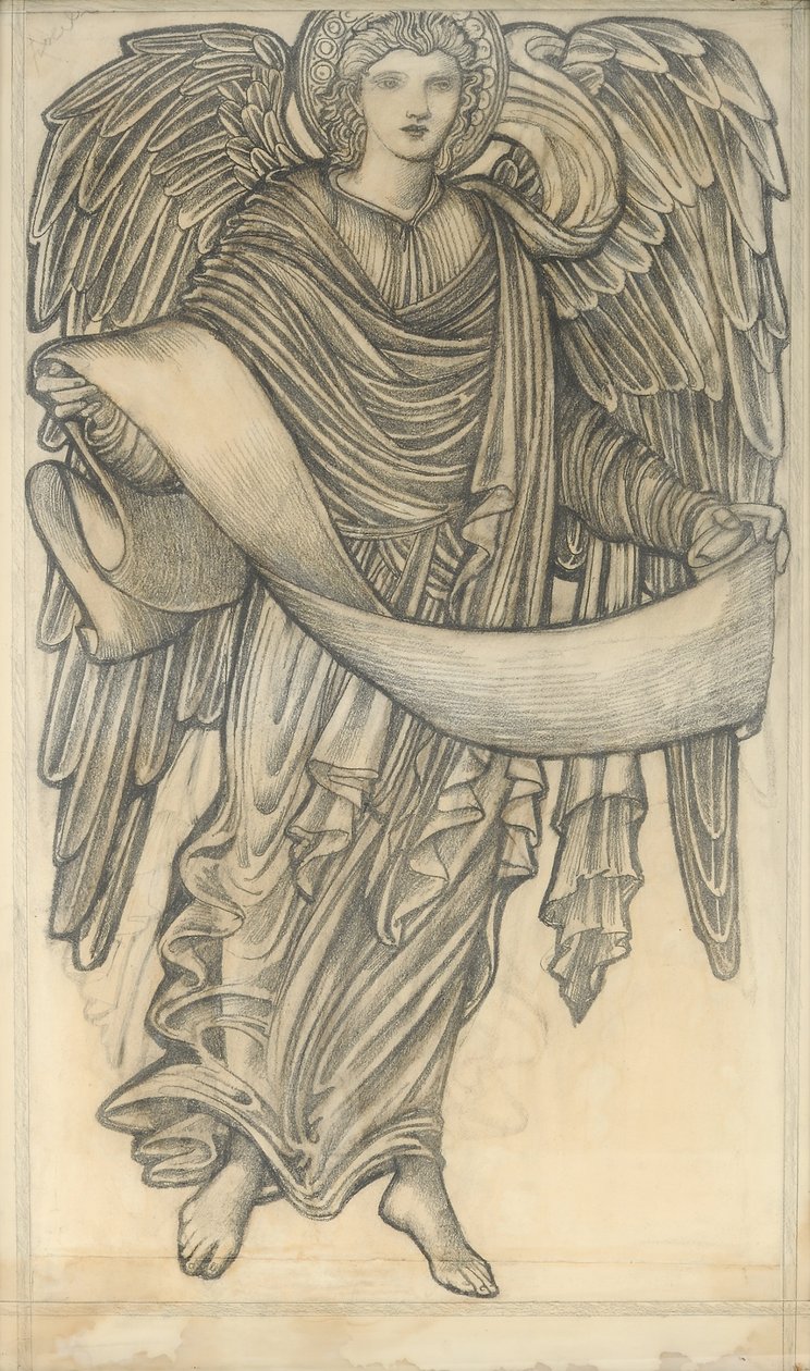 Enkeli rullalla - numero kahdeksan, 1880 (liitu paperille) tekijältä Edward Burne Jones