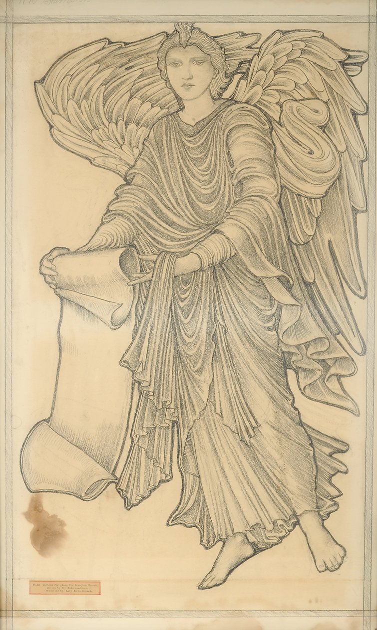 Enkeli rullalla - luku numero kymmenen, 1880 (liitu paperille) tekijältä Edward Burne Jones