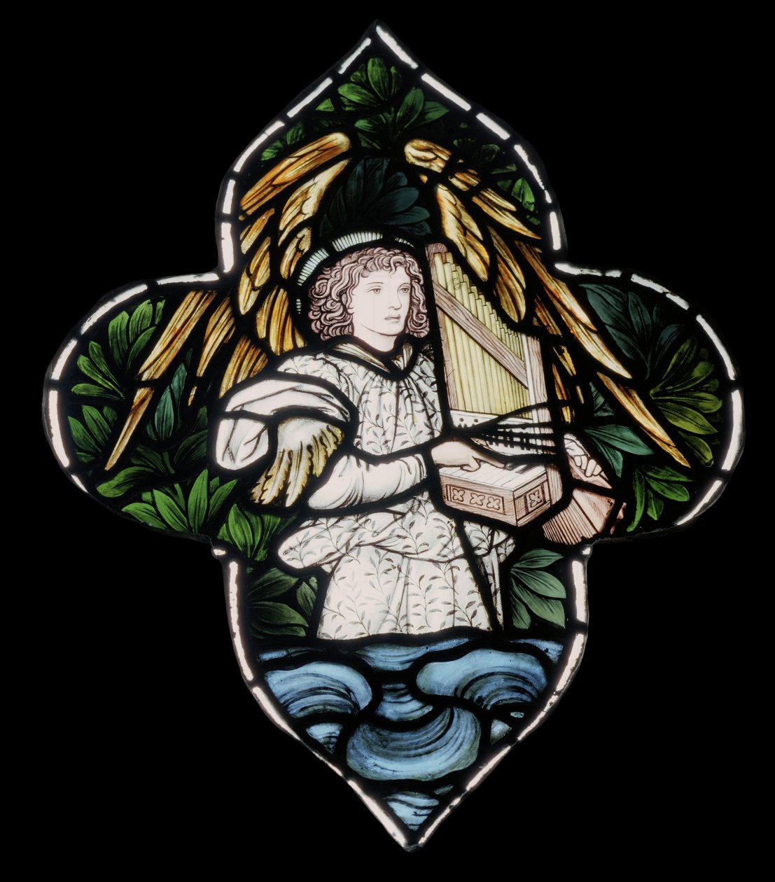 Birmingham, St Martin In The Bull Ring, Morris & Co., Edward Burne-Jones, Enkeli ja urut, 1876. tekijältä Edward Burne Jones