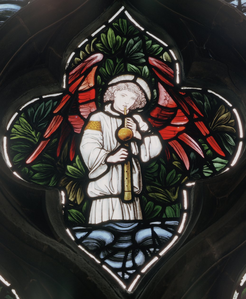 Birmingham, St Martin In The Bull Ring, Morris & Co., Edward Burne-Jones, Enkeli ja shawm, 1876. tekijältä Edward Burne Jones