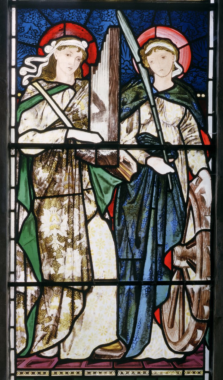 Bloxham, St Mary, Morris, Marshall, Faulkner & Co, Edward Burne-Jones, St Cecilia & St Catherine, 1869. tekijältä Edward Burne Jones