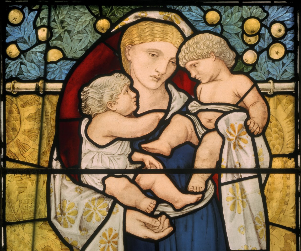 Charity, suunniteltu 1868 (lasimaalauksia). tekijältä Edward Burne Jones