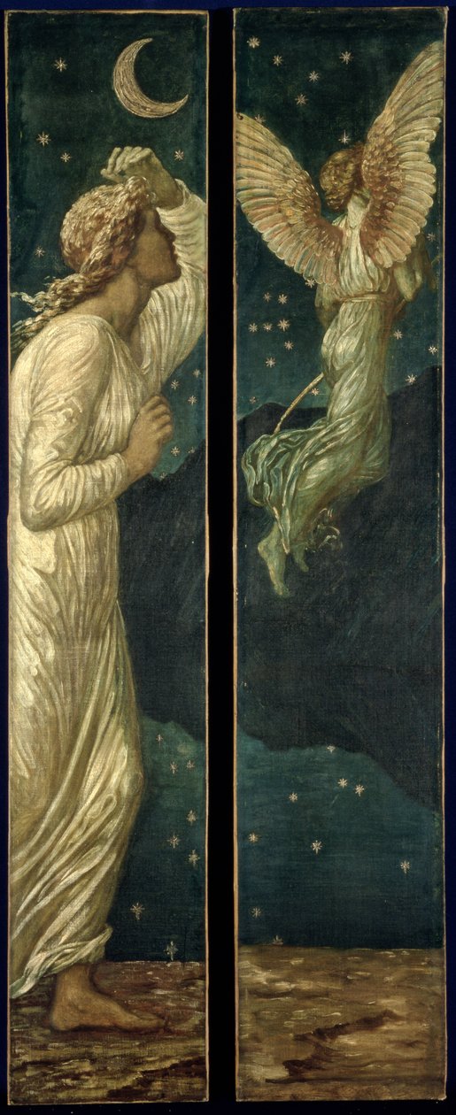 Cupid and Psyche - Palace Green Murals - Cupid Flying away from Psyche, 1881 tekijältä Edward Burne Jones