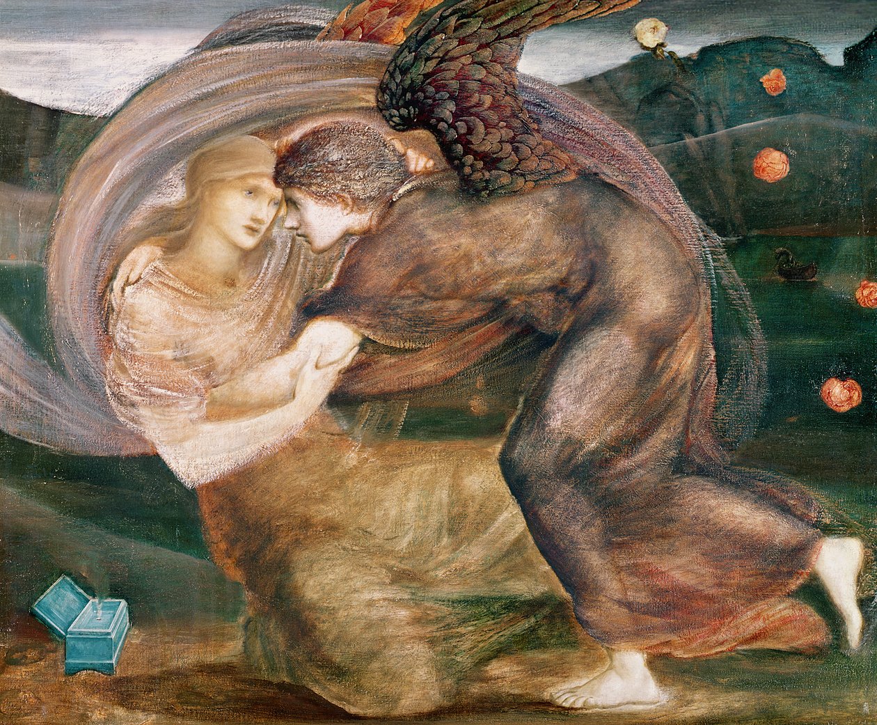 Cupid toimittaa Psycheä (akvarelli ja pastelli paperille) tekijältä Edward Burne Jones