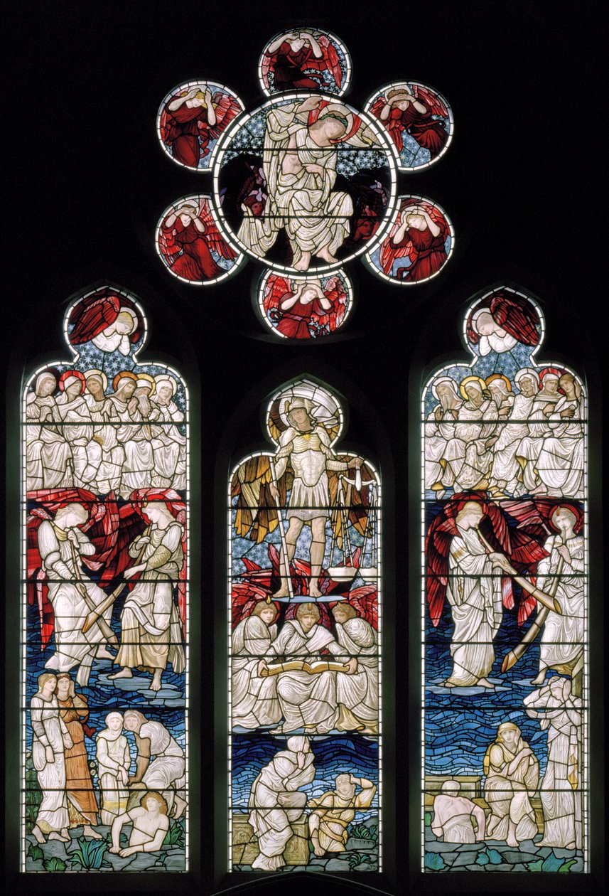 Easthampstead, St Michael & St Mary Magdalen, Morris & Co., Edward Burne-Jones, The Last Judgement, St Michael, 1876 tekijältä Edward Burne Jones