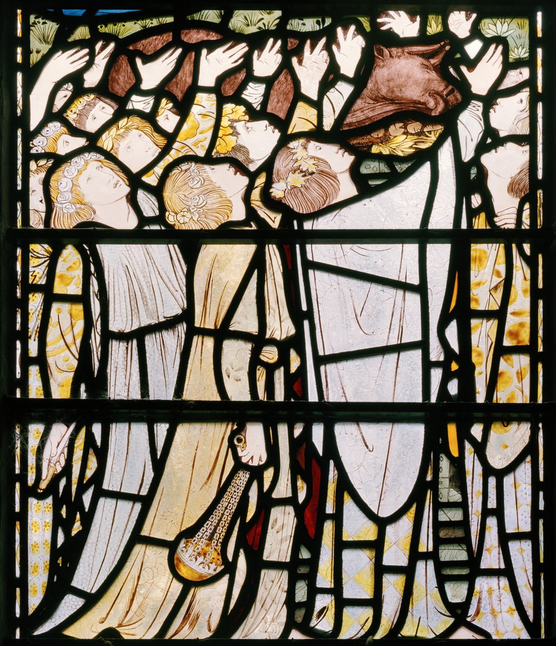Elia ja Baalin papit, yksityiskohta, 1863 (lasimaalauksia) tekijältä Edward Burne Jones