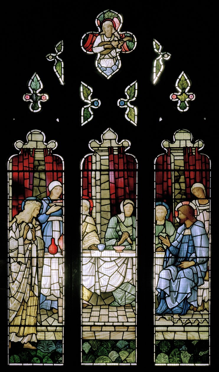 Juhla Simonin talossa, 1885 (lasimaalauksia) tekijältä Edward Burne Jones