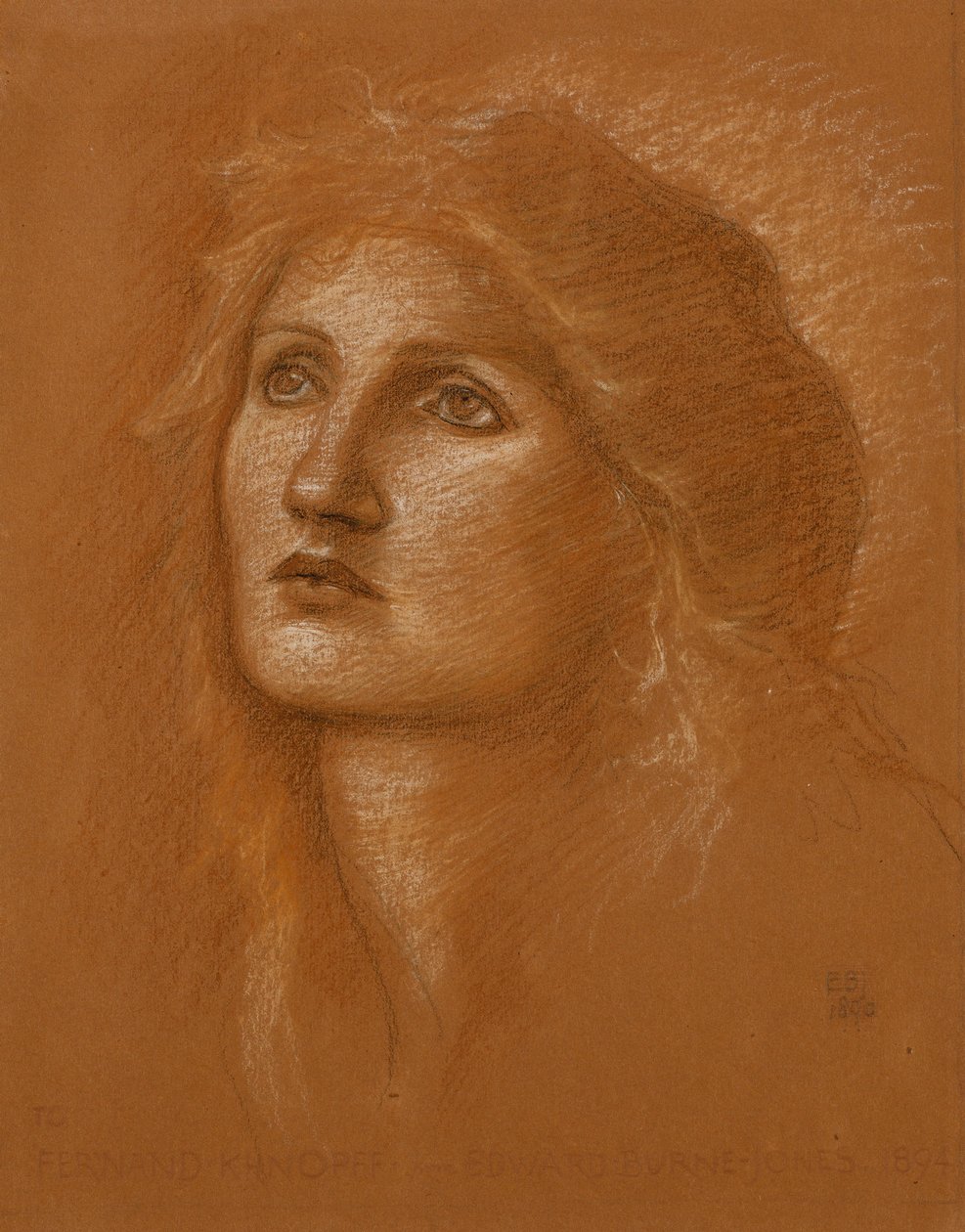 Naisen pää, 1890 tekijältä Edward Burne Jones