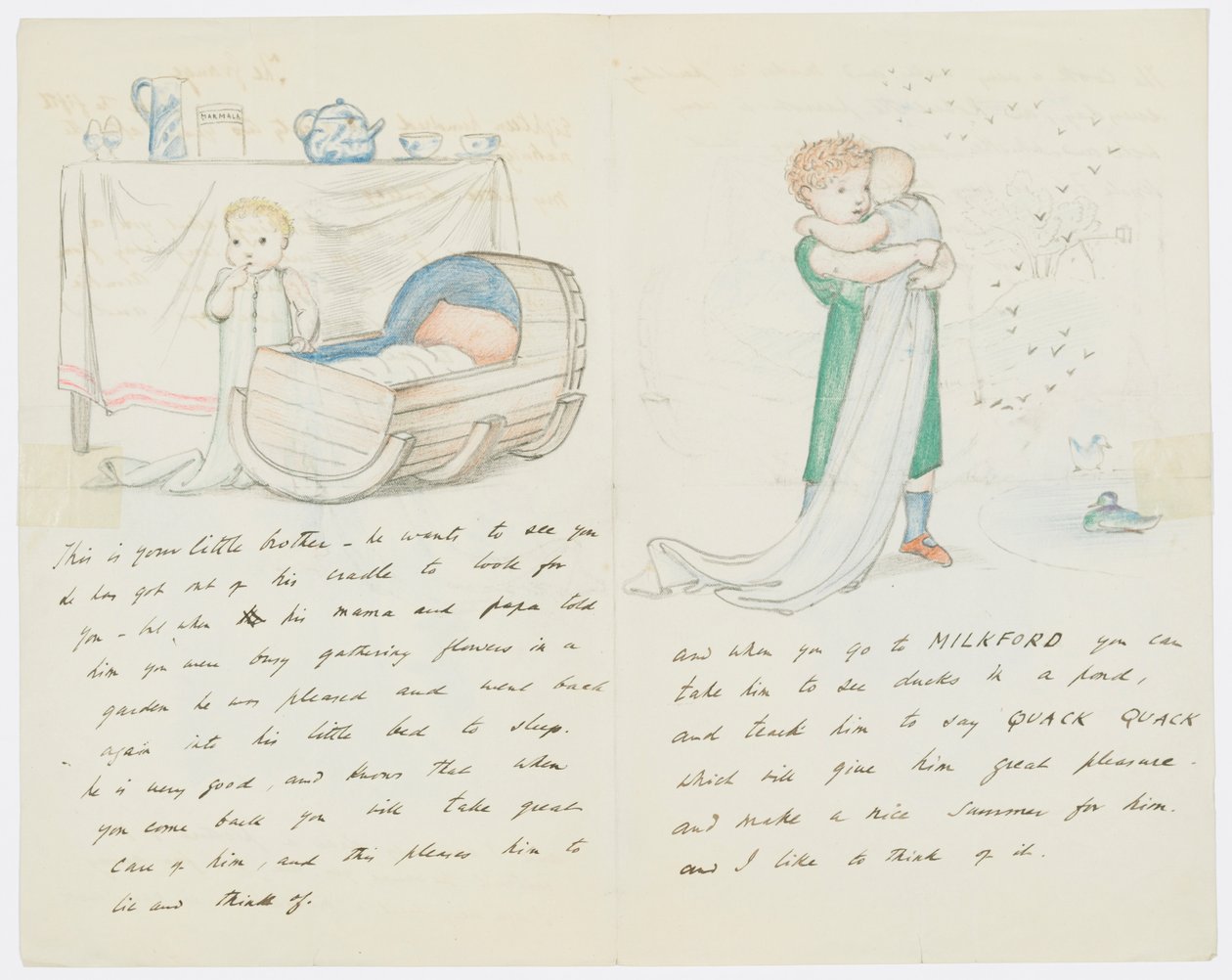 Kirje taiteilijan tyttärentytär Angela Thirkellille (kynä paperille) tekijältä Edward Burne Jones