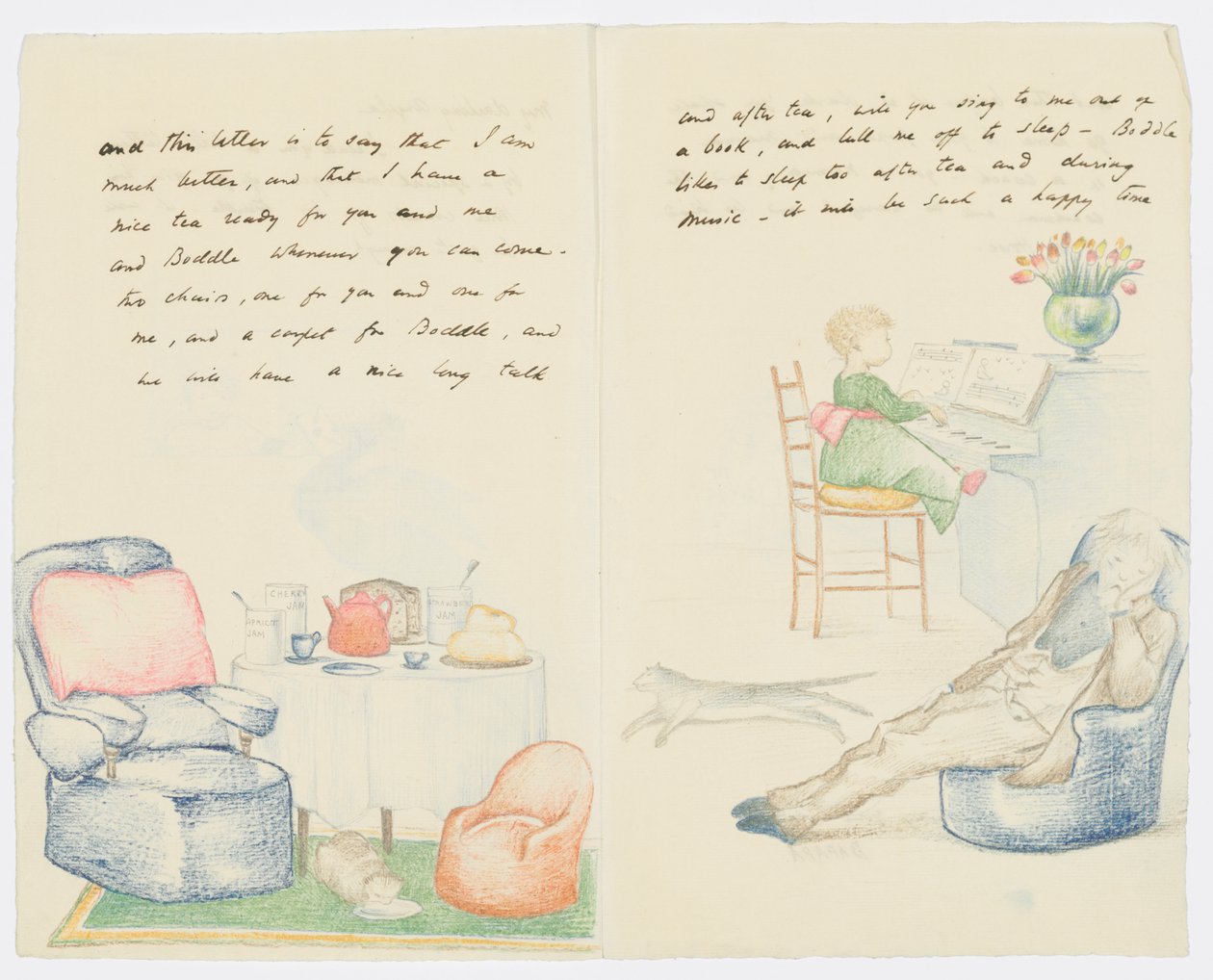Kirje taiteilijan tyttärentytär Angela Thirkellille (kynä paperille) tekijältä Edward Burne Jones