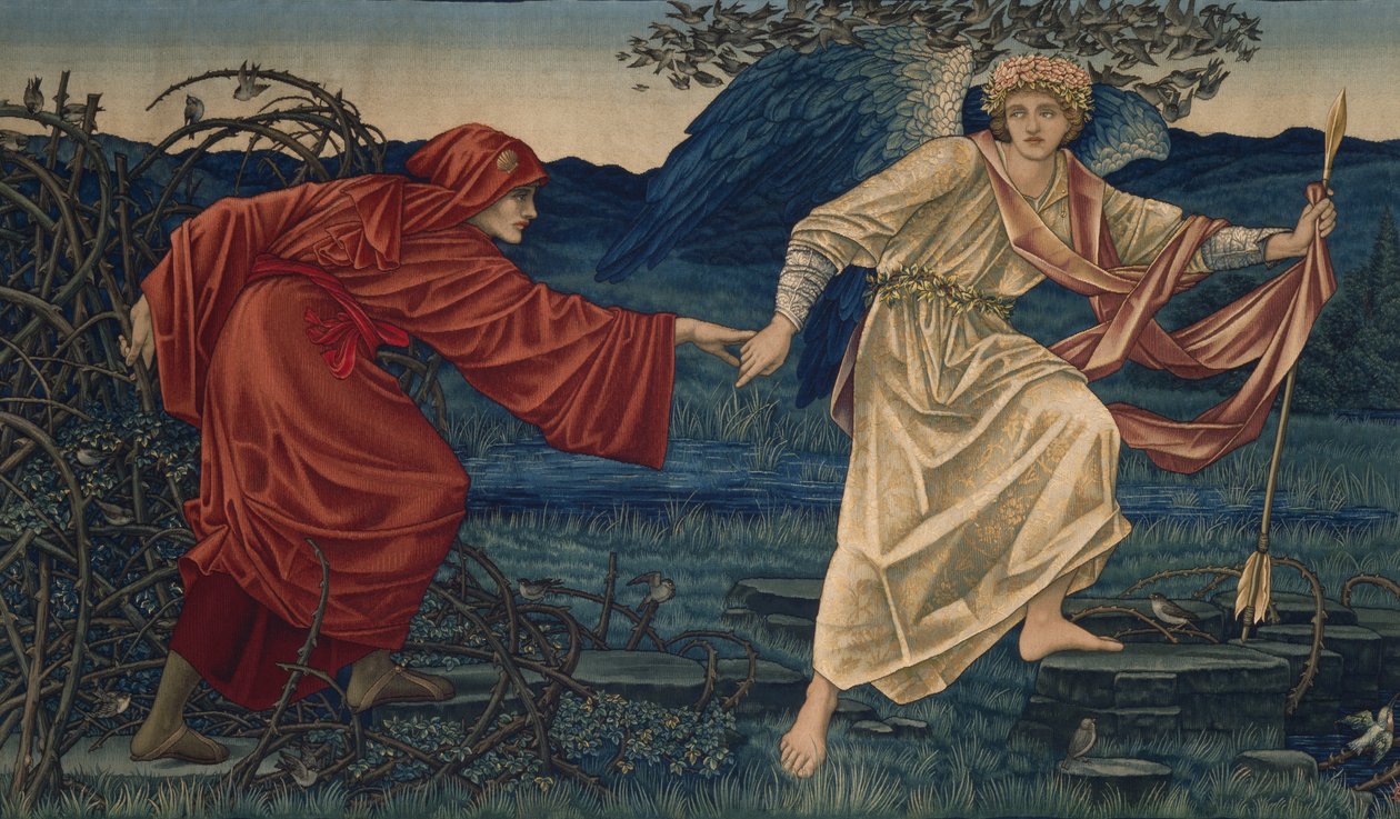 Rakkaus pyhiinvaeltajan johtamiseen, Tapestry, 1909 tekijältä Edward Burne Jones