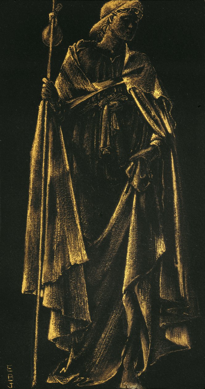 Palveleva enkeli (kultamaalia paperille) tekijältä Edward Burne Jones