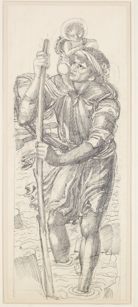 Pyhä Kristoffer ja Kristuslapsi tekijältä Edward Coley Burne Jones
