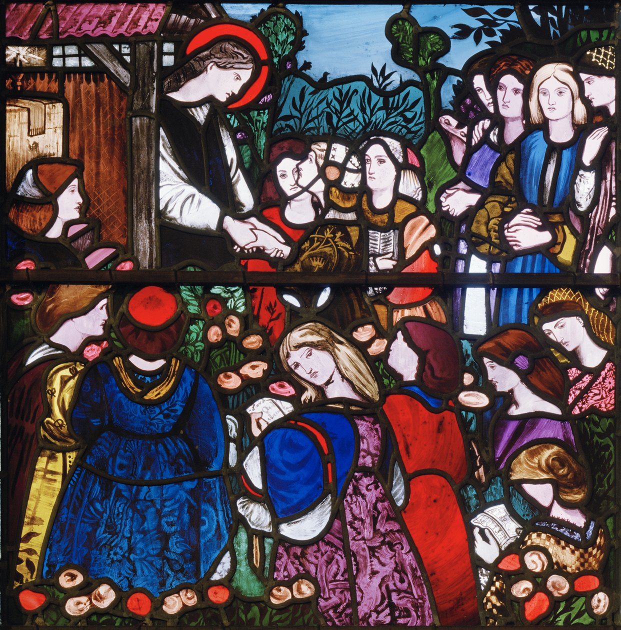 Pyhä Frideswide, yksityiskohta, 1859 (lasimaalauksia) tekijältä Edward Burne Jones