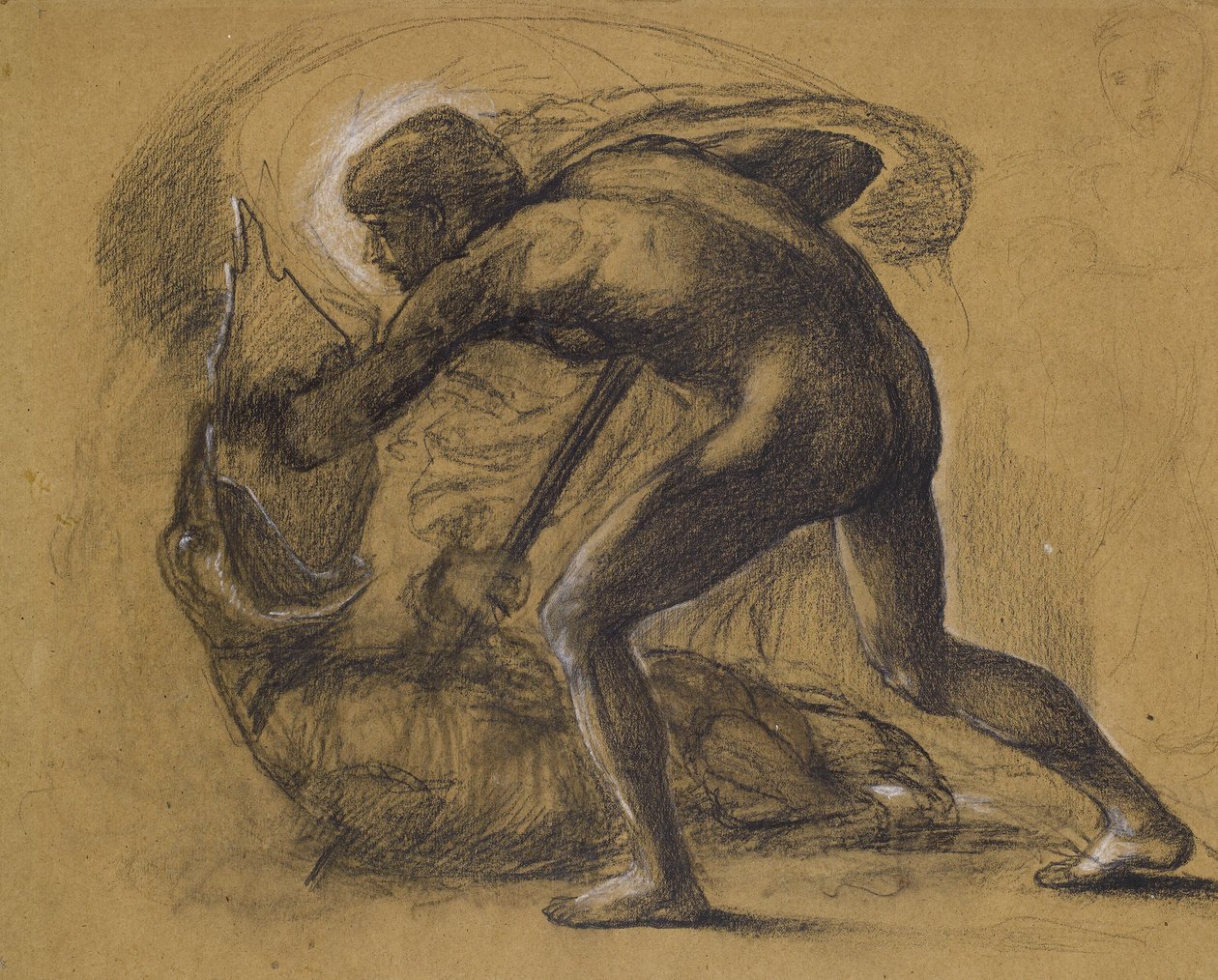 Pyhä Yrjö ja lohikäärme (kynä paperille) tekijältä Edward Burne Jones