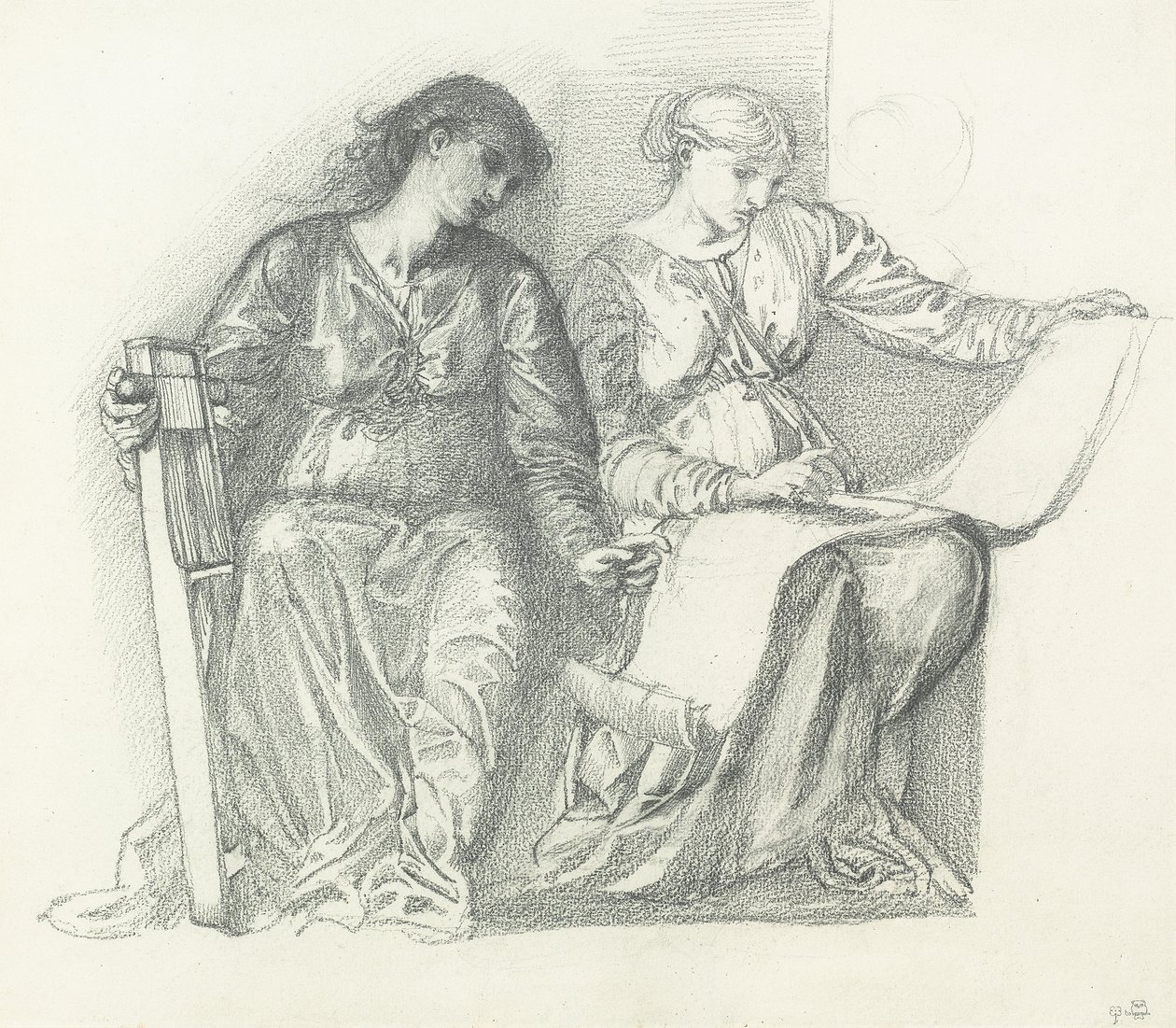 Study for "Music", n.1865 tekijältä Edward Burne Jones