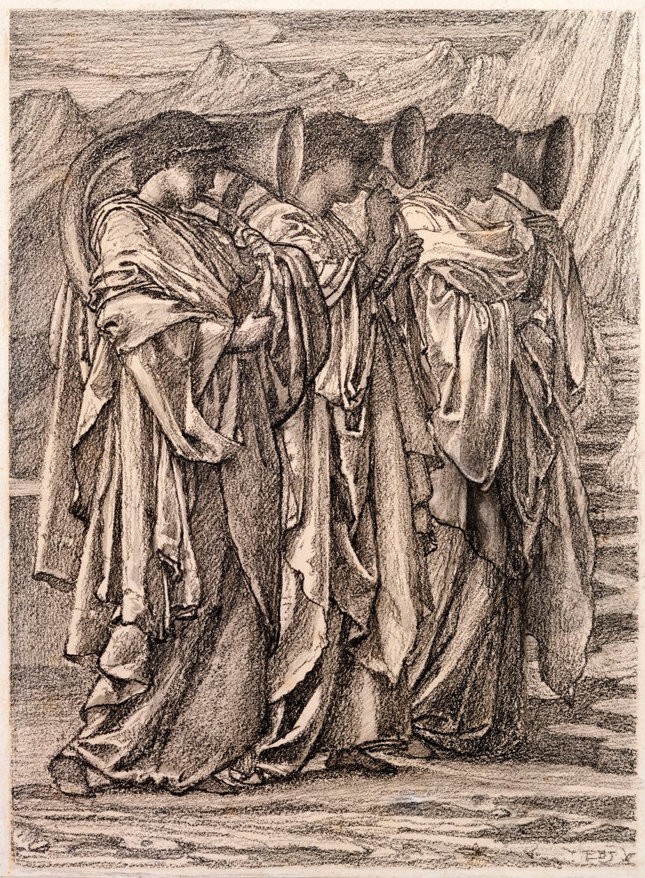 Tutkimus "The Challenge in the Wilderness", n. 1875 tekijältä Edward Burne Jones