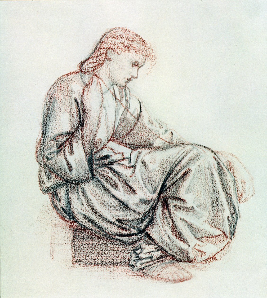 Tutkimus kohtaloille (kynä ja punainen liitu paperille) tekijältä Edward Burne Jones